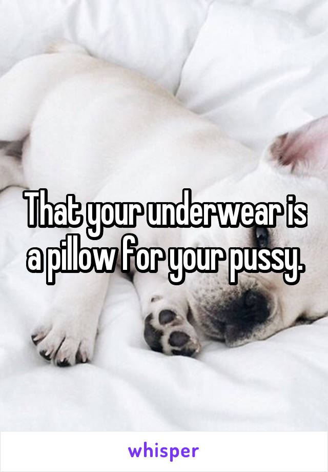 That your underwear is a pillow for your pussy.