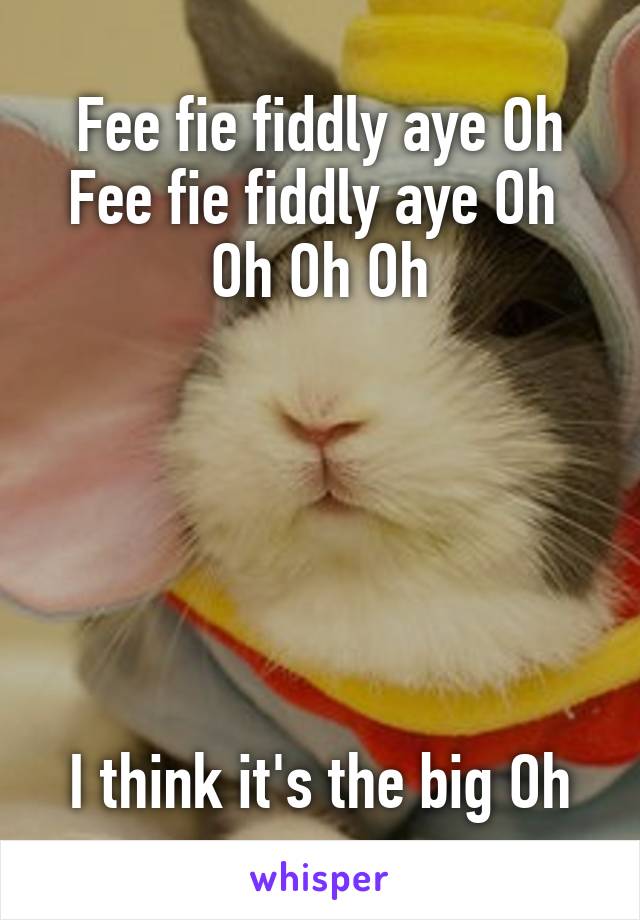 Fee fie fiddly aye Oh
Fee fie fiddly aye Oh 
Oh Oh Oh






I think it's the big Oh