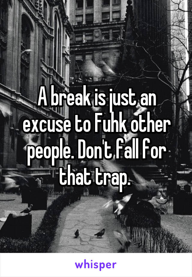 A break is just an excuse to Fuhk other people. Don't fall for that trap. 
