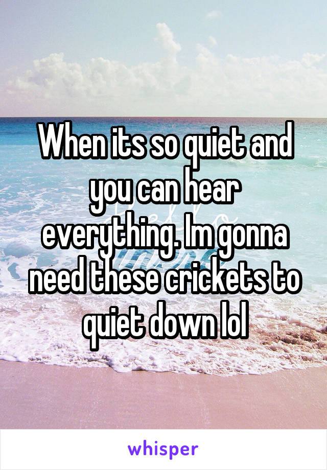 When its so quiet and you can hear everything. Im gonna need these crickets to quiet down lol