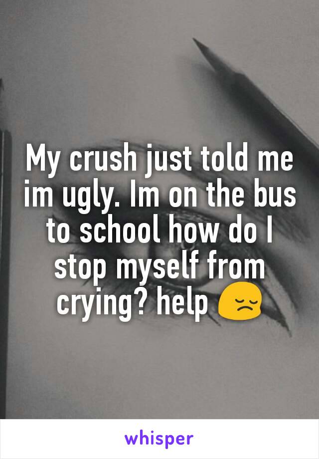 My crush just told me im ugly. Im on the bus to school how do I stop myself from crying? help 😔