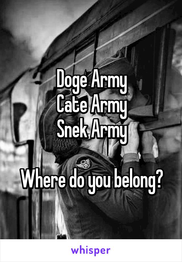 Doge Army
Cate Army
Snek Army

Where do you belong?