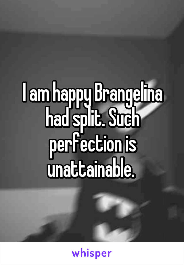 I am happy Brangelina had split. Such perfection is unattainable. 