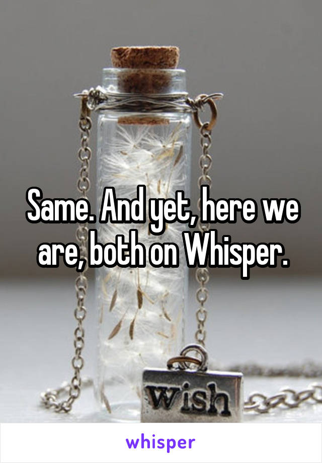 Same. And yet, here we are, both on Whisper.