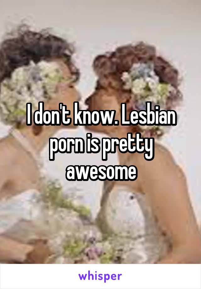 I don't know. Lesbian porn is pretty awesome