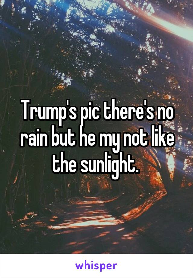 Trump's pic there's no rain but he my not like the sunlight. 