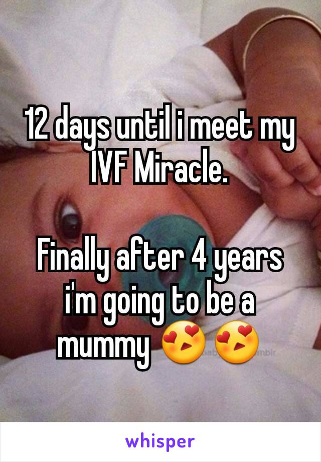 12 days until i meet my IVF Miracle.

Finally after 4 years i'm going to be a mummy 😍😍