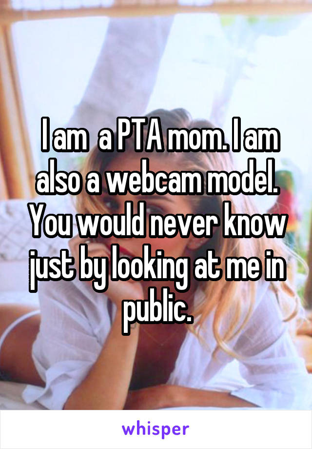  I am  a PTA mom. I am also a webcam model. You would never know just by looking at me in public.