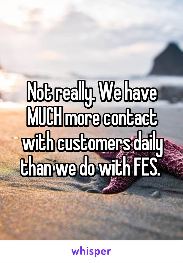 Not really. We have MUCH more contact with customers daily than we do with FES. 