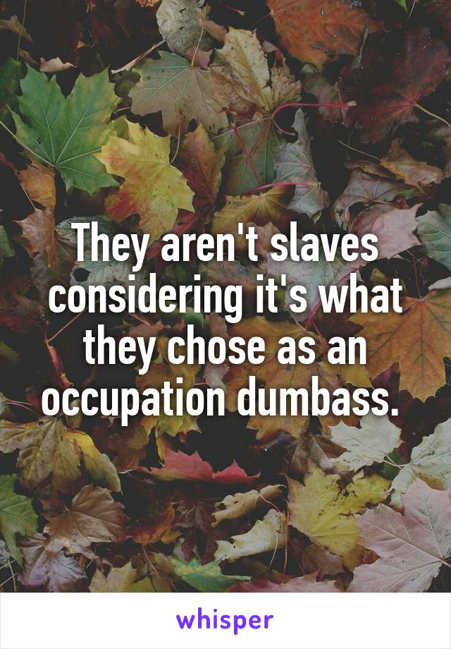 They aren't slaves considering it's what they chose as an occupation dumbass. 