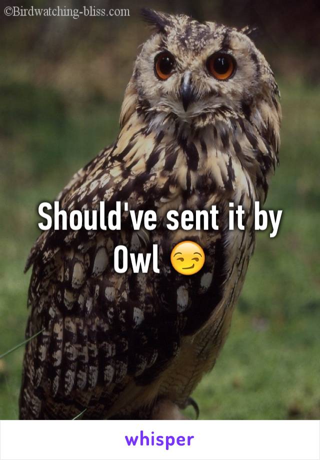 Should've sent it by Owl 😏