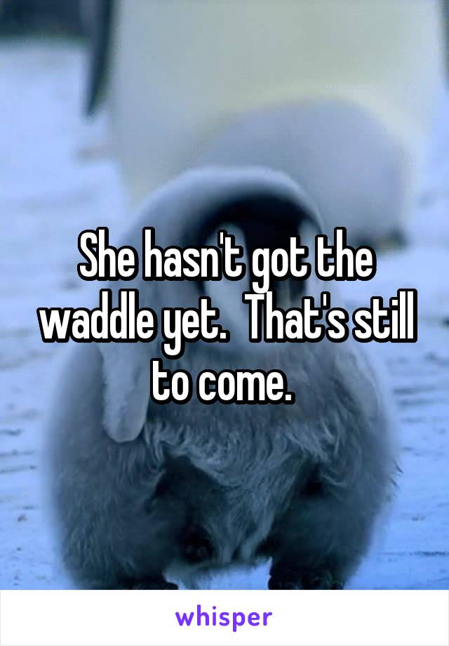 She hasn't got the waddle yet.  That's still to come. 
