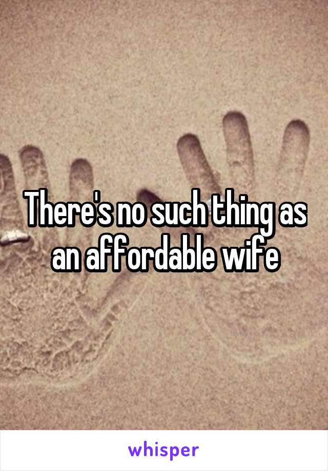 There's no such thing as an affordable wife