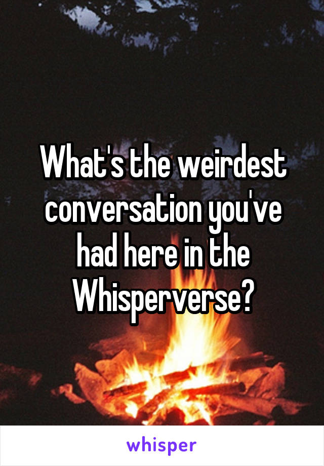 What's the weirdest conversation you've had here in the Whisperverse?