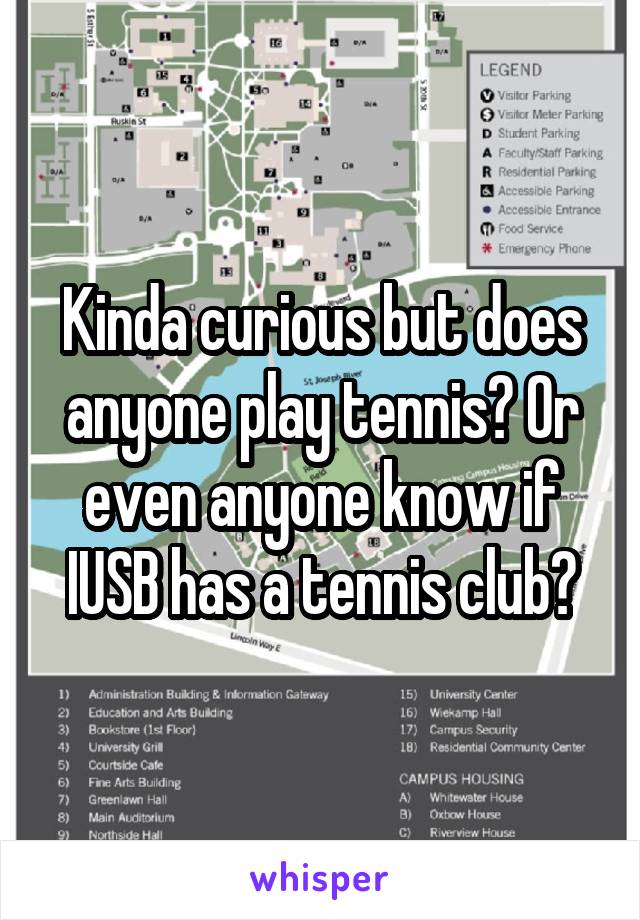 Kinda curious but does anyone play tennis? Or even anyone know if IUSB has a tennis club?