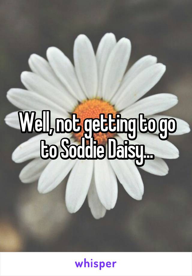 Well, not getting to go to Soddie Daisy...