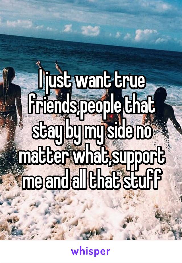 I just want true friends,people that stay by my side no matter what,support me and all that stuff