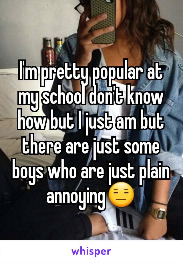 I'm pretty popular at my school don't know how but I just am but there are just some boys who are just plain annoying😑