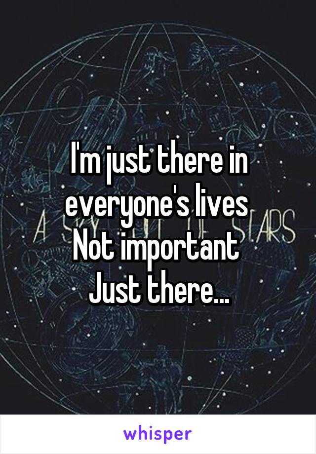 I'm just there in everyone's lives 
Not important 
Just there...