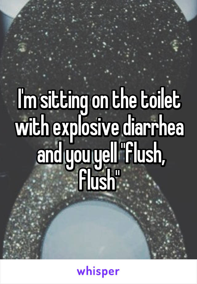 I'm sitting on the toilet with explosive diarrhea  and you yell "flush, flush"