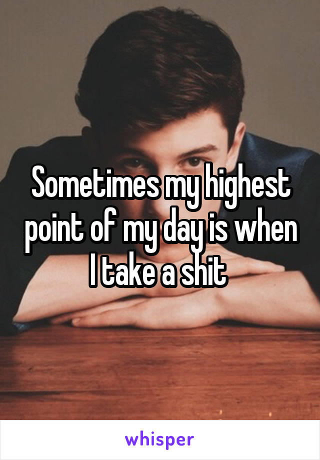 Sometimes my highest point of my day is when I take a shit 