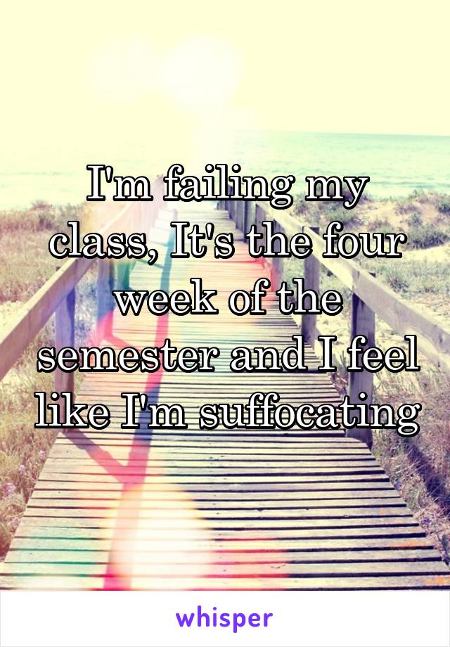 I'm failing my class, It's the four week of the semester and I feel like I'm suffocating 