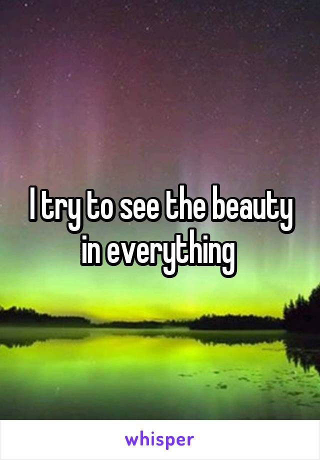 I try to see the beauty in everything 