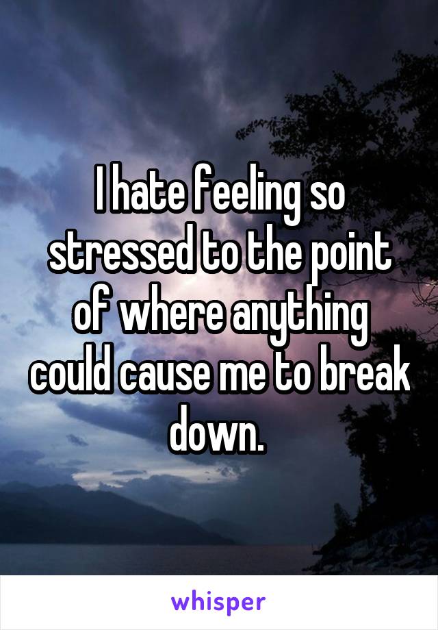 I hate feeling so stressed to the point of where anything could cause me to break down. 