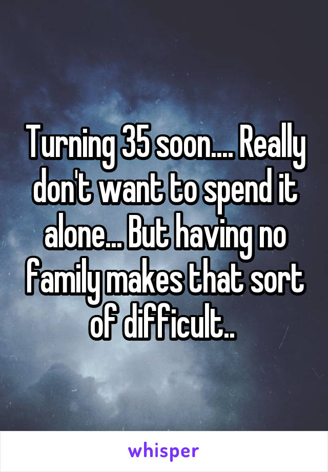 Turning 35 soon.... Really don't want to spend it alone... But having no family makes that sort of difficult.. 