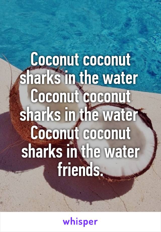 Coconut coconut sharks in the water 
Coconut coconut sharks in the water 
Coconut coconut sharks in the water friends.