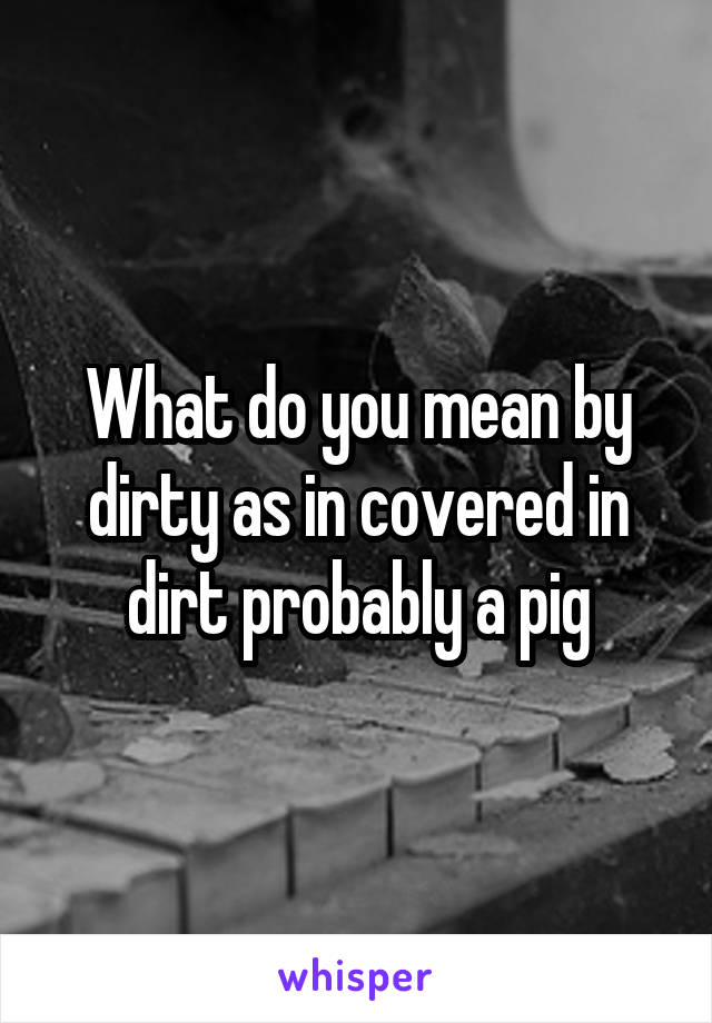 What do you mean by dirty as in covered in dirt probably a pig