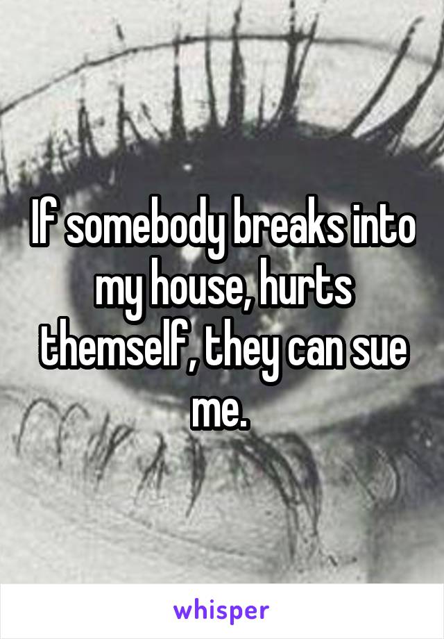 If somebody breaks into my house, hurts themself, they can sue me. 