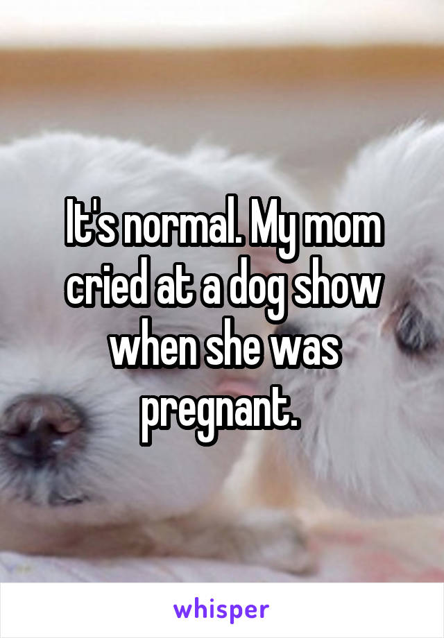 It's normal. My mom cried at a dog show when she was pregnant. 