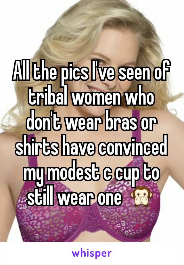 All the pics I've seen of tribal women who don't wear bras or shirts have convinced my modest c cup to still wear one 🙊