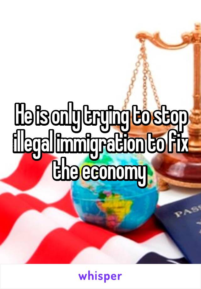 He is only trying to stop illegal immigration to fix the economy 
