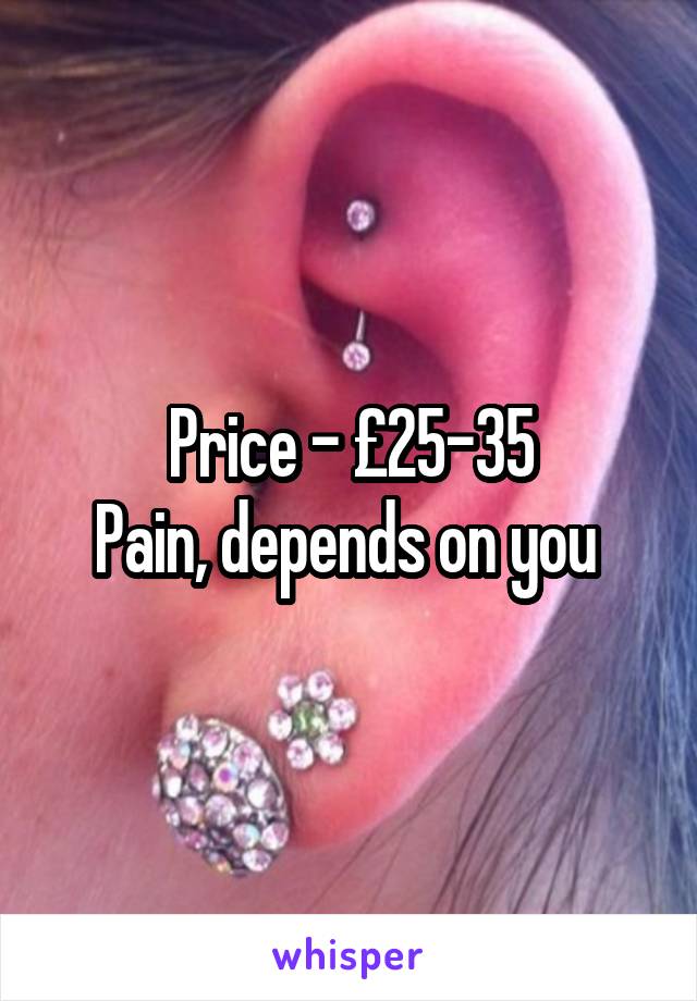 Price - £25-35
Pain, depends on you 