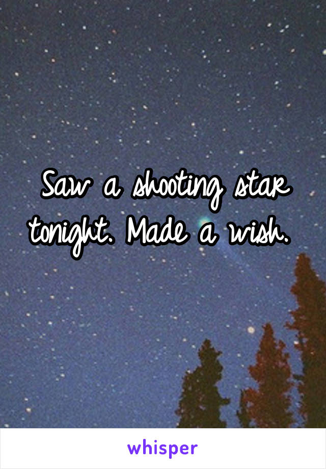 Saw a shooting star tonight. Made a wish. 
