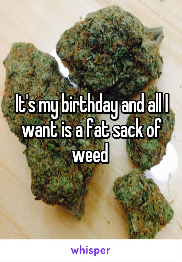 It's my birthday and all I want is a fat sack of weed 