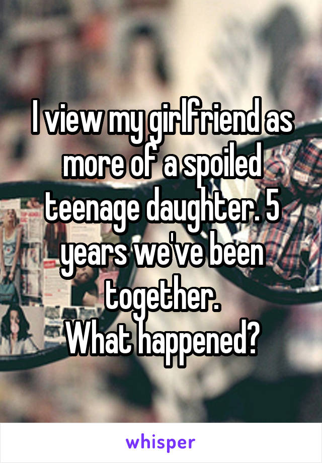 I view my girlfriend as more of a spoiled teenage daughter. 5 years we've been together.
What happened?