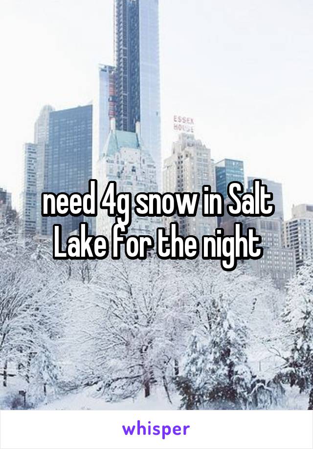 need 4g snow in Salt Lake for the night