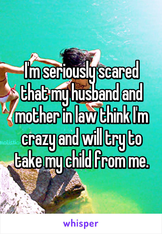 I'm seriously scared that my husband and mother in law think I'm crazy and will try to take my child from me.