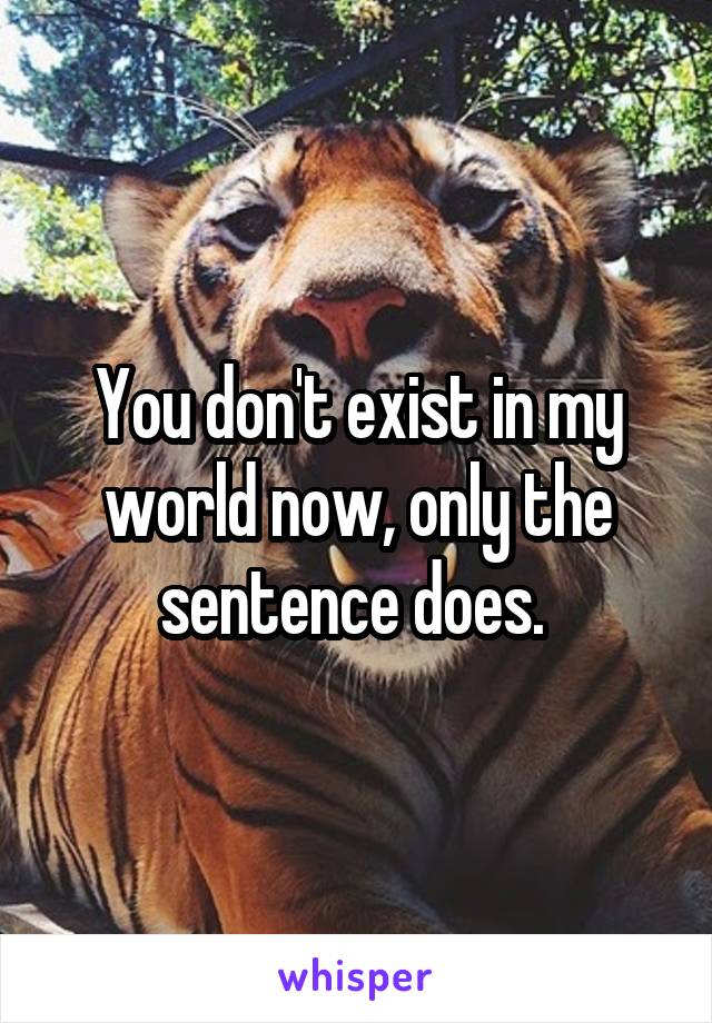 You don't exist in my world now, only the sentence does. 