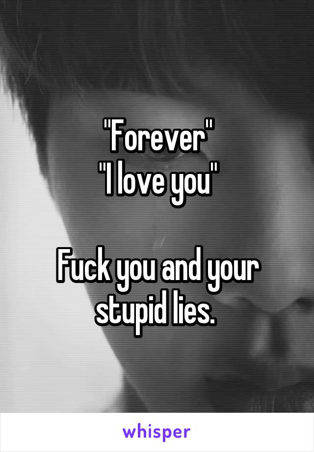 "Forever"
"I love you"

Fuck you and your stupid lies. 