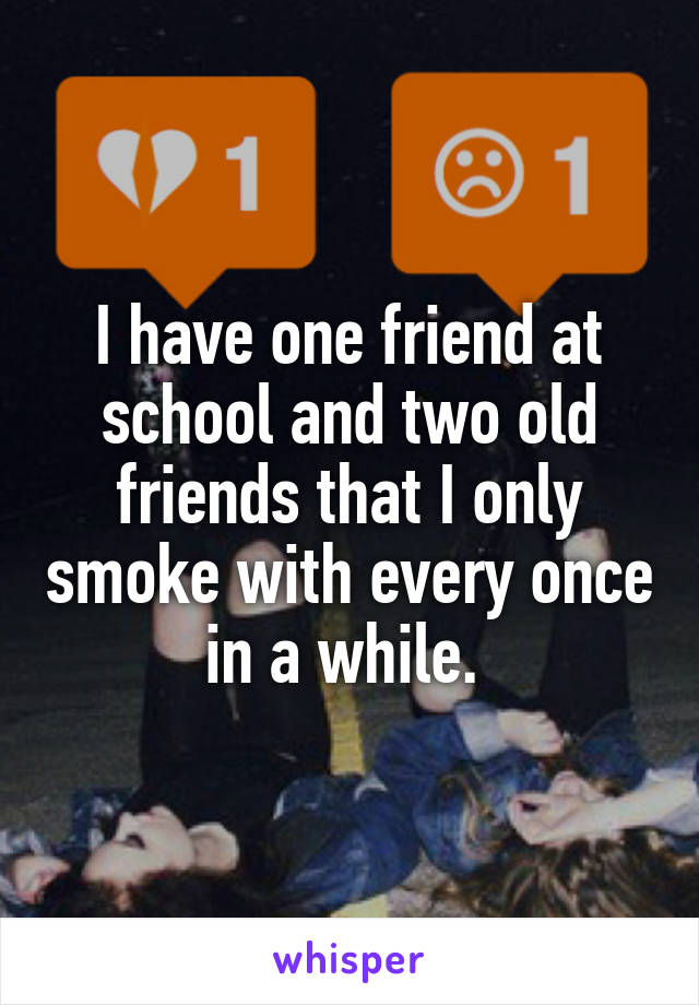 I have one friend at school and two old friends that I only smoke with every once in a while. 