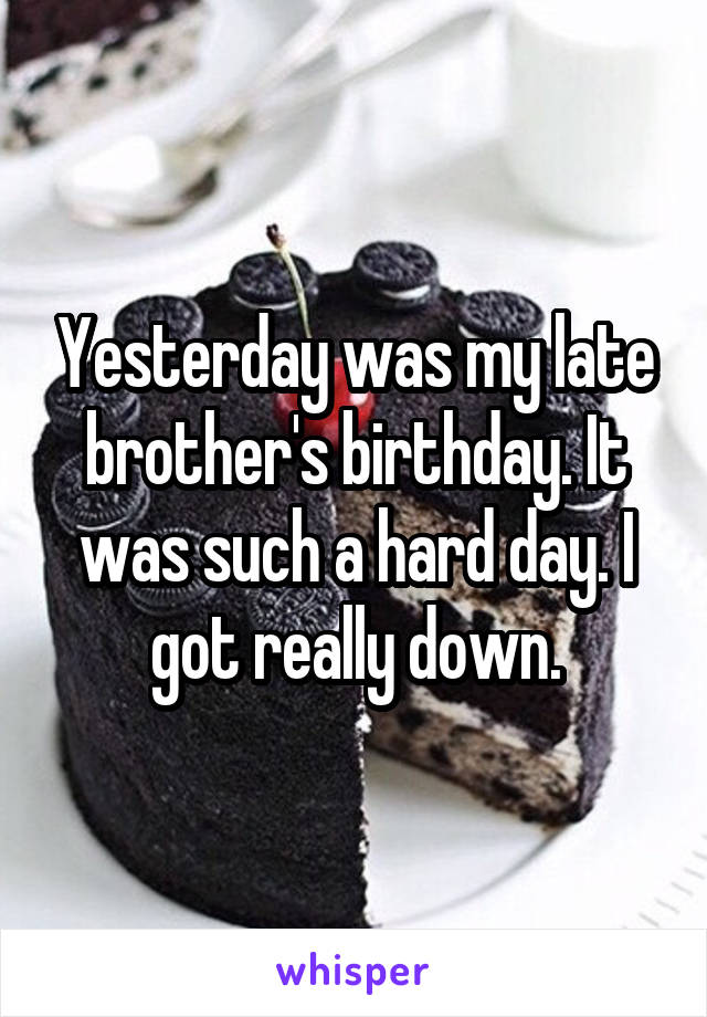 Yesterday was my late brother's birthday. It was such a hard day. I got really down.