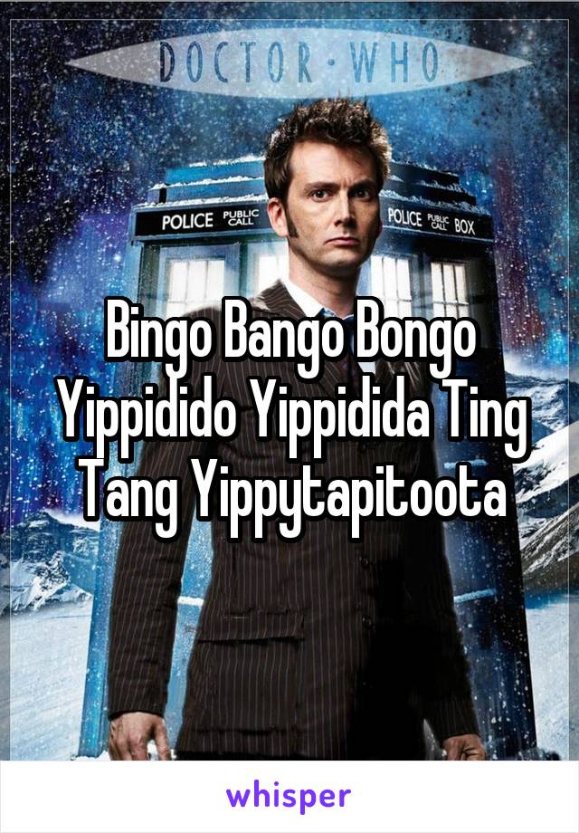 Bingo Bango Bongo Yippidido Yippidida Ting Tang Yippytapitoota