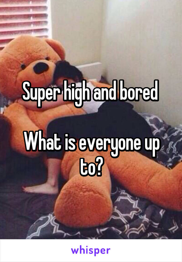 Super high and bored 

What is everyone up to?