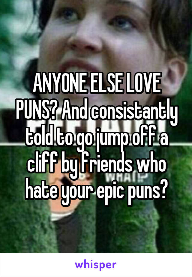 ANYONE ELSE LOVE PUNS? And consistantly told to go jump off a cliff by friends who hate your epic puns?