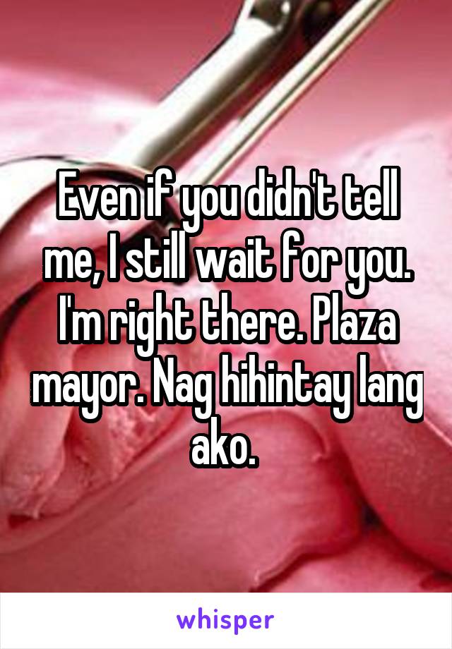 Even if you didn't tell me, I still wait for you. I'm right there. Plaza mayor. Nag hihintay lang ako. 