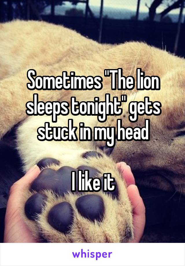 Sometimes "The lion sleeps tonight" gets
stuck in my head

I like it